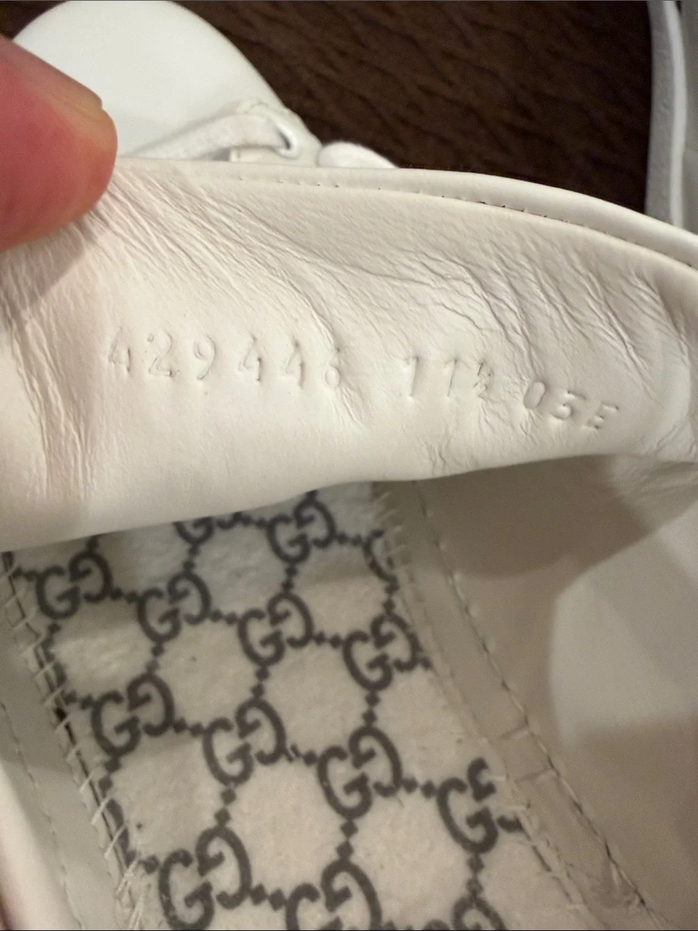 Gucci White Leather Ace Sneakers with Red & Green Web with embroidered bee.
